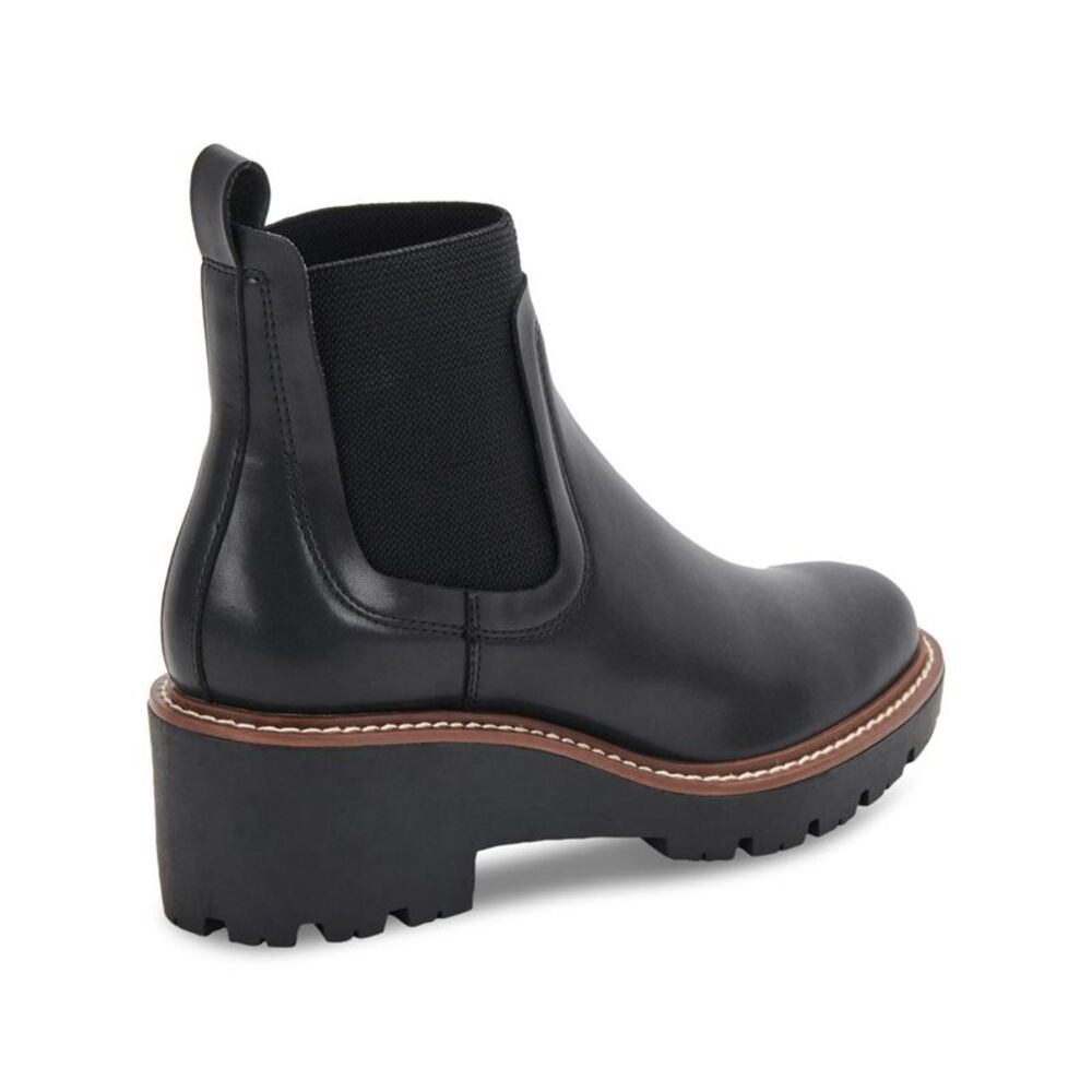 AQUA COLLEGE Womens Black Waterproof Demi Round Toe Wedge Leather Chelsea 10 M - Picture 2 of 4